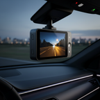GuardEye Dash Cam showing 4K footage on screen