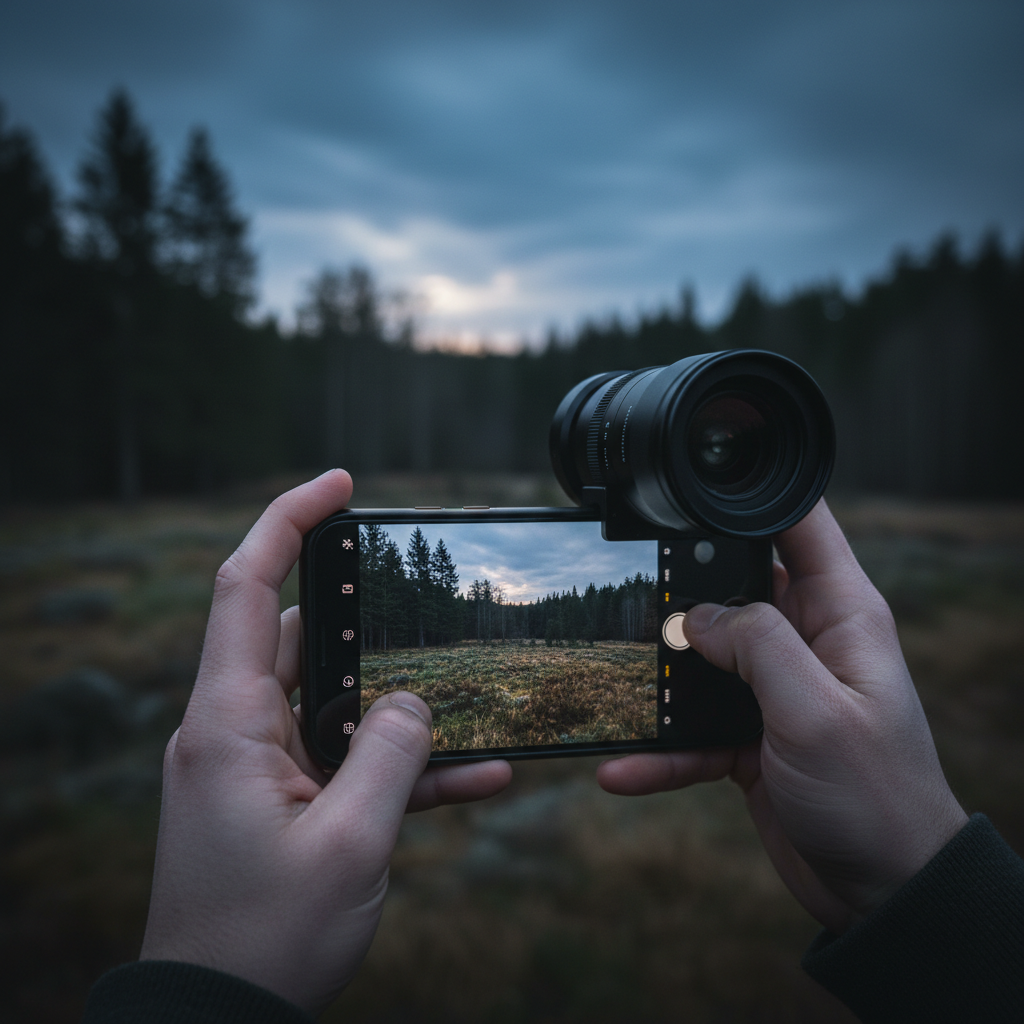 SnapPro lens attached to smartphone lifestyle