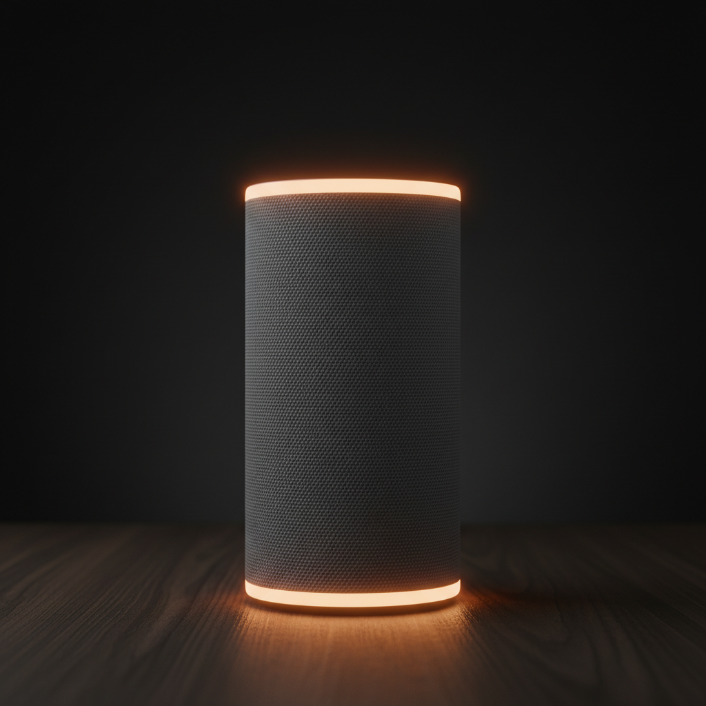 SonicHive Smart Speaker on dark wooden surface